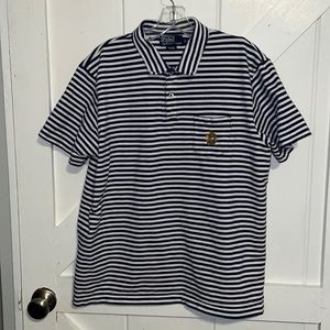 Polo by Ralph Lauren blue & white striped Polo XL